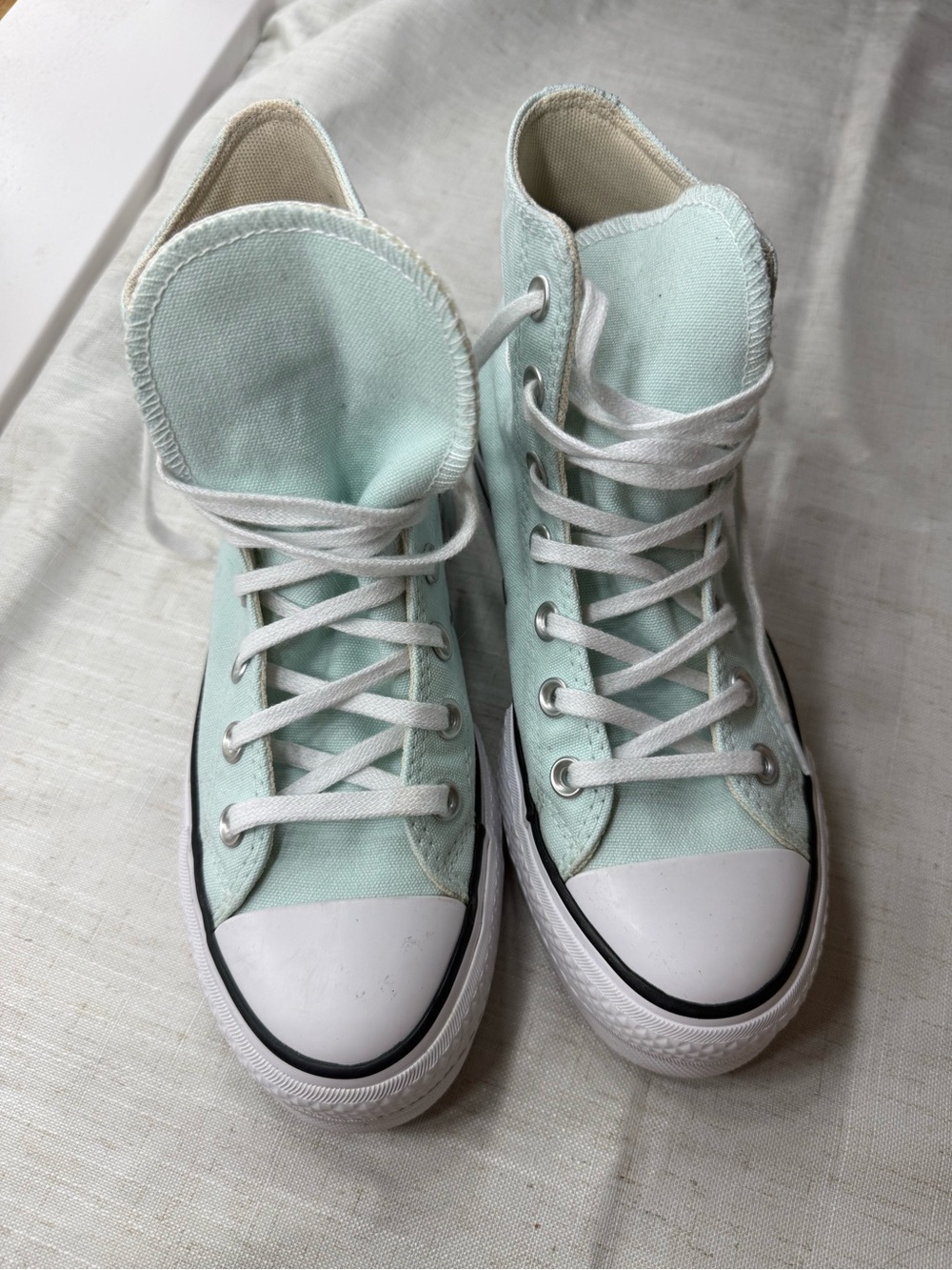 Converse High-Top Sneakers in Mint with White Trim